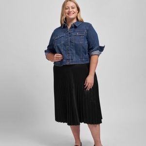 Universal Standard Cybele Kniko Pleated Skirt Size M Black